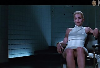 Basic instinct star Sharon Stone flashes her pussy in a famous scene
